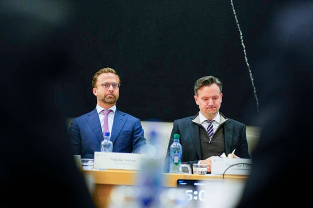 Epstein Hearing Begins in the Storting, Oslo, October 1, 2026: Nikolai Astrup and Dag Inge Ulstein during the Storting’s Control and Constitutional Committee’s public hearing on practices at the Ministry of Foreign Affairs and Jeffrey Epstein’s network in Norway. Photo: Heiko Junge NTB Oslo Norway 9Q9Qh1fhvxA EDITORIAL USE ONLY Ref BNC POL9Q9Qh1fhvxA jpg  Copyright: xHeikoxJungex xNTBx