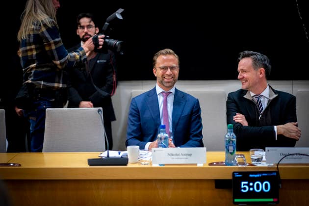 Epstein Hearing Begins in the Storting, Oslo, October 1, 2026. The two former ministers of development, Nikolai Astrup and Dag Inge Ulstein, are in the chamber during the Storting’s Control and Constitutional Committee’s public hearing on practices at the Ministry of Foreign Affairs and Jeffrey Epstein’s networknetwork in Norway. Photo: Heiko Junge, NTB, Oslo, Norway. CAI0Jjj  Copyright: xHeikoxJungex xNTBx