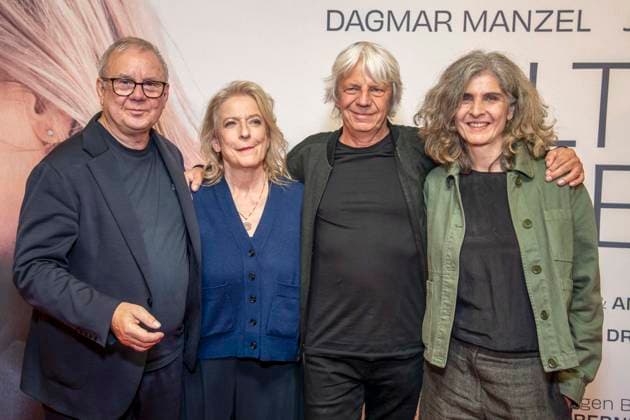 ABB ALTELIEBE: Joachim Krol, Dagmar Manzel, Andreas Dresen, and screenwriter Laila Stieler at the German premiere of the feature film *Alte Liebe* at the Kino International in Berlin on September 30, 2026, Berlin, Germany