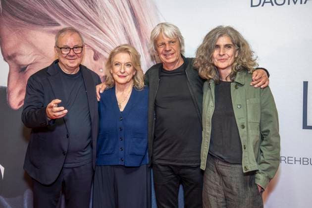 ABB ALTELIEBE: Joachim Krol, Dagmar Manzel, Andreas Dresen, and screenwriter Laila Stieler at the German premiere of the feature film *Alte Liebe* at the Kino International in Berlin on September 30, 2026, Berlin, Germany