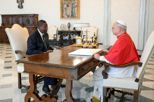 ITALY - PRIVAT AUDIENCE - VATICAN-2026 10 1 Italy, Rome, Vatican, 2026 10 1 Pope Leo XIV receives His Excellency Mr. Faustin Archange Touadera, President of the Central African Republic, in a private audience in The Vatican . EDITORIAL USE ONLY - NO BOOKS Copyright: xVATICANxMEDIA xCatholicxPressxPhotox