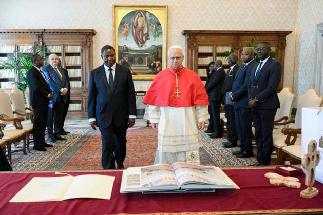 ITALY - PRIVAT AUDIENCE - VATICAN-2026 10 1 Italy, Rome, Vatican, 2026 10 1 Pope Leo XIV receives His Excellency Mr. Faustin Archange Touadera, President of the Central African Republic, in a private audience in The Vatican . EDITORIAL USE ONLY - NO BOOKS Copyright: xVATICANxMEDIA xCatholicxPressxPhotox