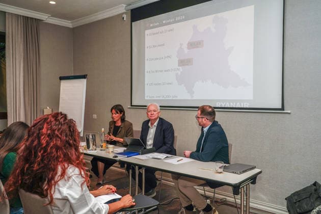 IPA89170519 - MILAN, October 1, 2026 Hotel Cristoforo Colombo: Ryanair held a press conference with CEO Eddie Wilson to present its new flight routes from Milan Malpensa and Bergamo Orio al Serio airports.  Copyright: xEmanuelexRobertoxDexCarlix xx IPA89170519
