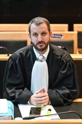 lawyer RÃ gis Brocca pictured during the jury selection for the trial of Laurent Andris, accused of killing his 65-year-old mother, Gabrielle Hannot., at the Hainaut province Assize Court in Mons, on Thursday 1 October 2026. The events date back to April 21, 2023, in Villers-Poterie (Gerpinnes). The accused rammed the neighbours cars twice. The police arrived later (called by neighbours), 65-year-old Gabrielle Hannot was already dead. Defence lawyer confirmed the accused committed the acts while under the influence of narcotics. The man, aged 32 at the time of the events, struck his mother with several objects, including a box cutter, with extreme violence. Laurent Andris had been convicted of attempted murder in 2016. He had been on paro EMILExWINDAL 188435359