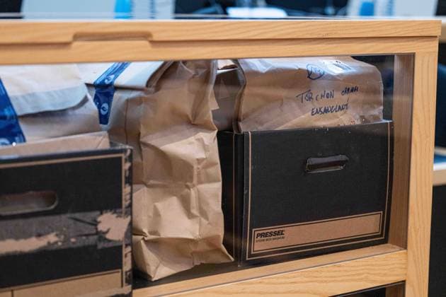 Pieces of evidence pictured during the jury selection for the trial of Laurent Andris, accused of killing his 65-year-old mother, Gabrielle Hannot., at the Hainaut province Assize Court in Mons, on Thursday 1 October 2026. The events date back to April 21, 2023, in Villers-Poterie (Gerpinnes). The accused rammed the neighbours cars twice. The police arrived later (called by neighbours), 65-year-old Gabrielle Hannot was already dead. Defence lawyer confirmed the accused committed the acts while under the influence of narcotics. The man, aged 32 at the time of the events, struck his mother with several objects, including a box cutter, with extreme violence. Laurent Andris had been convicted of attempted murder in 2016. He had been on parole EMILExWINDAL 188435376