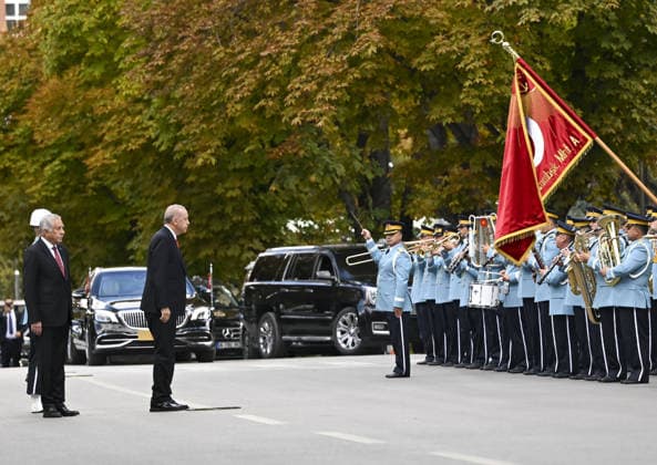 Turkish President Recep Tayyip Erdogan ANKARA, TURKIYE - OCTOBER 1: Turkish President Recep Tayyip Erdogan is welcomed with an official ceremony by Deputy Speaker of the Grand National Assembly of Turkiye (TBMM) Celal Adan upon his arrival at the parliament in Ankara, Turkiye on October 1, 2026. President Erdogan attended opening event of the 5th legislative year of the 28th term of the Grand National Assembly of Turkiye. Utku Ucrak Anadolu Ankara Turkey. Editorial use only. Please get in touch for any other usage.  Copyright: x2026xAnadoluxUtkuxUcrakx