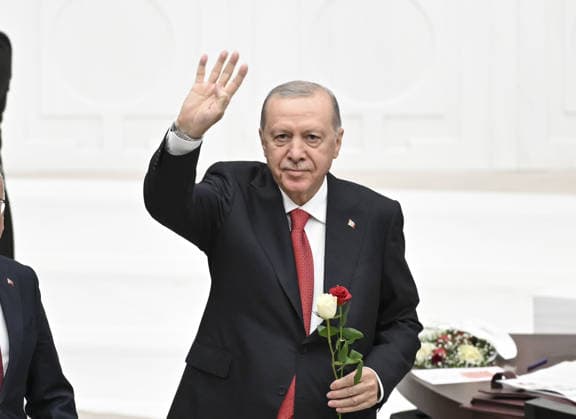 Turkish President Recep Tayyip Erdogan ANKARA, TURKIYE - OCTOBER 1: Turkish President Recep Tayyip Erdogan receives red and white rose from Leader of the Nationalist Movement Party (MHP) Devlet Bahceli during the Opening Event of the 5th Legislative Year of the 28th Term of the Grand National Assembly of Turkiye (GNAT), in Ankara, Turkiye on October 1, 2026. Utku Ucrak Anadolu Ankara Turkey. Editorial use only. Please get in touch for any other usage.  Copyright: x2026xAnadoluxUtkuxUcrakx