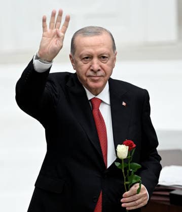 Turkish President Recep Tayyip Erdogan ANKARA, TURKIYE - OCTOBER 1: Turkish President Recep Tayyip Erdogan receives red and white rose from Leader of the Nationalist Movement Party (MHP) Devlet Bahceli during the Opening Event of the 5th Legislative Year of the 28th Term of the Grand National Assembly of Turkiye (GNAT), in Ankara, Turkiye on October 1, 2026. Rasit Aydogan Anadolu Ankara Turkey. Editorial use only. Please get in touch for any other usage.  Copyright: x2026xAnadoluxRasitxAydoganx