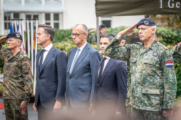 Lieutenant General Peter Mirow, Mark Rutte, NATO Secretary General, Friedrich Merz, Federal Chancellor, Rob Jetten, Prime Minister of the Netherlands, Wilfred Rietdijk, Major