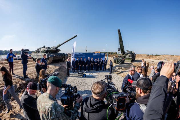 Ceremony marking the start of construction of the Leopard 2A8 tank assembly and repair plant, October 1, 2026, Kaunas, Kaunas, Lithuania  Copyright: xErikasxOvcarenkox