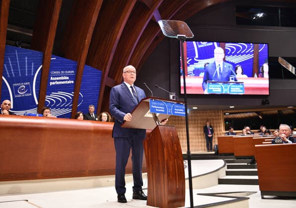 Prince Albert II of Monaco addresses Parliamentary Assembly of Council of Europe STRASBOURG, FRANCE - OCTOBER 01: Prince Albert II of Monaco addresses the Parliamentary Assembly of the Council of Europe (PACE) in Strasbourg, France on October 1, 2026. Ahmet Sel Anadolu Strasbourg France. Editorial use only. Please get in touch for any other usage.  Copyright: x2026xAnadoluxAhmetxSelx