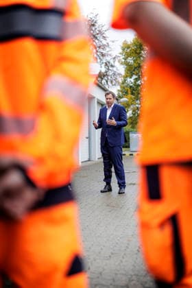 Lars Klingbeil, Federal Minister of Finance, photographed during his Future Tour through Lower Saxony. Here, he is visiting the Gronau Road Maintenance Depot. Photo taken on behalf of the Federal Ministry of Finance in Hildesheim, Germany. Copyright: xThomasxKoehlerx