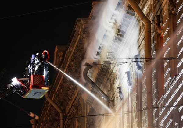 Russia St Petersburg Historic Building Fire 9255769 01.10.2026 Firefighters work to extinguish a fire that broke out in an 18th-century building known as the Miller Mansion in central St. Petersburg, Russia. Artem Pryakhin Sputnik St. Petersburg Russia  Copyright: xArtemxPryakhinx