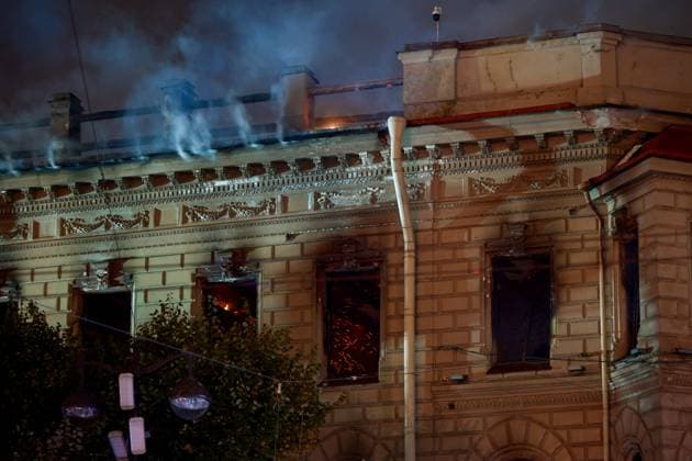 Russia St Petersburg Historic Building Fire 9255838 01.10.2026 A fire breaks out in an 18th-century building known as the Miller Mansion in central St. Petersburg, Russia. Alexei Danichev Sputnik St. Petersburg Russia  Copyright: xAlexeixDanichevx