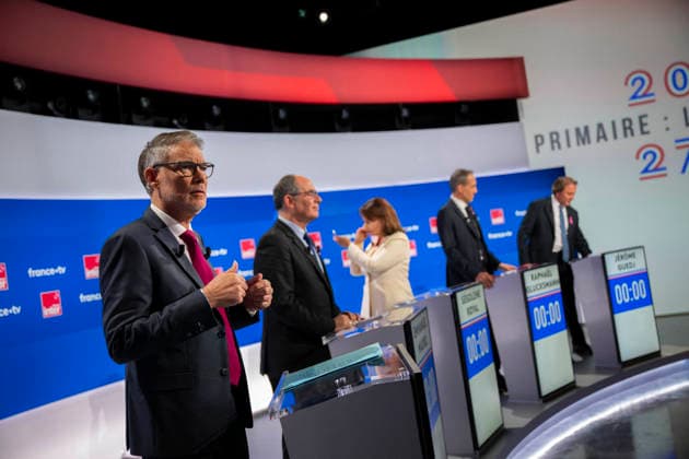Debate for the Socialist and Democratic Left primary - Paris EB The candidates in the Socialist (PS) and centre-left Place Publique (PP) parties primary ahead of french 2027 presidential election Olivier Faure, Emmanuel Maurel, Segolene Royal, Raphael Glucksmann and Jerome Guedj, before a debate on French public TV channel France 2 and French public radio channel France Inter, at Maison de la Radio et de la Musique, in Paris, on October 1, 2026. Photo by Eliot Blondet ABACAPRESS.COM Paris France France  Copyright: xBlondetxEliot ABACAx