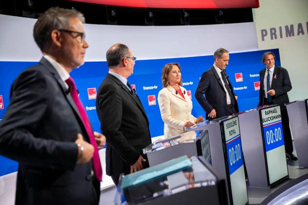 Debate for the Socialist and Democratic Left primary - Paris EB The candidates in the Socialist (PS) and centre-left Place Publique (PP) parties primary ahead of french 2027 presidential election Olivier Faure, Emmanuel Maurel, Segolene Royal, Raphael Glucksmann and Jerome Guedj, before a debate on French public TV channel France 2 and French public radio channel France Inter, at Maison de la Radio et de la Musique, in Paris, on October 1, 2026. Photo by Eliot Blondet ABACAPRESS.COM Paris France France  Copyright: xBlondetxEliot ABACAx