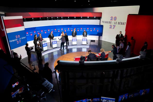Debate for the Socialist and Democratic Left primary - Paris EB The candidates in the Socialist (PS) and centre-left Place Publique (PP) parties primary ahead of french 2027 presidential election Olivier Faure, Emmanuel Maurel, Segolene Royal, Raphael Glucksmann and Jerome Guedj, before a debate on French public TV channel France 2 and French public radio channel France Inter, at Maison de la Radio et de la Musique, in Paris, on October 1, 2026. Photo by Eliot Blondet ABACAPRESS.COM Paris France France  Copyright: xBlondetxEliot ABACAx