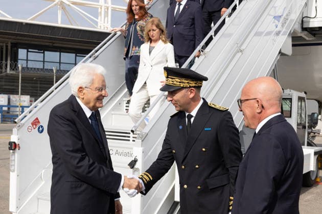 October 2, 2026, Nice, Rome, France: President of the Republic Sergio Mattarella and Mrs. Laura at Nice Airport, during their state visit to the Principality of Monaco. Nice, 02 10 2026 Nice France  - ZUMAa289 20261002_zia_a289_001 Copyright: xFrank_ammendolax xAgfx