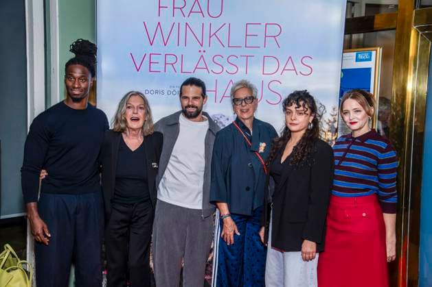 ABB FRAUWINKLER Eugene Boateng, Angela Winkler, Josef Ellers, Doris Doerrie Via Jikeli, and Laura Tonke on the red carpet at the special screening of the feature film *Frau Winkler verlässt das Haus* at the Cinema Paris in Berlin on October 1, 2026, Berlin, Germany