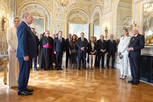 October 2, 2026, Monte Carlo, Rome, Principality of Monaco: President of the Republic Sergio Mattarella, Laura Mattarella, Prince Albert II of Monaco and Princess Charlene of Monaco during the State Visit, Monte Carlo, 02 10 2026 Monte Carlo Principality of Monaco  - ZUMAa289 20261002_zia_a289_068 Copyright: xAmmendolaxUffxStampax xAgfx