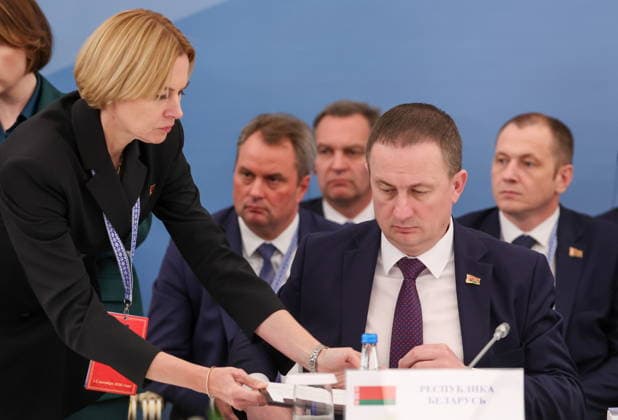 BELARUS, MINSK - OCTOBER 2, 2026: Alexander Turchin, Prime Minister of Belarus, and his deputy Natalia Petkevich (R-L front) attend an expanded meeting of the Eurasian Intergovernmental Council Minsk Belarus  - ZUMAt113 20261002_zaa_t113_287 Copyright: xAlexanderxRyuminx