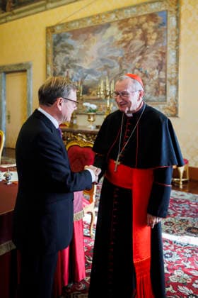 L R Johann Wadephul, CDU, Federal Minister of Foreign Affairs, photographed during a meeting with His Eminence Cardinal Pietro Parolin, Secretary of State of His Holiness, Rome, October 2, 2026. Photographed on behalf of the Federal Foreign Office, Rome, Italy Copyright: xAmreixSchulzx