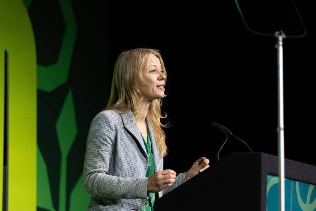 October 2, 2026, Brighton, United Kingdom: Brighton MP Sian Berry speaks on day one of the Green Party Conference in Brighton.The Green Party hold their annual Party Conference in Brighton Brighton United Kingdom - ZUMAs197 20261002_aaa_s197_039 Copyright: xPhilxLewisx