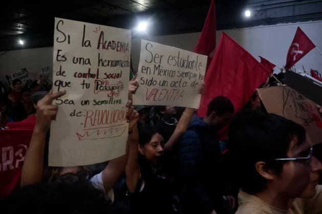 October 2, 2026, Mexico City, Cdmx, Mexico: Thousands of people carrying placards gathered at the Plaza de las Tres Culturas and the surrounding area to commemorate the 58th anniversary of the 1968 student massacre in Tlatelolco; they marched toward Mexico City s ZoÂ³calo to hold a rally in memory of those who died during the 1968 student movement. Prior to this, hundreds of students arrived at the meeting point near the Tlatelolco Metro station, where a heavy police deployment from the Secretariat of Citizen Security (SSCCDMX) was already waiting for them; these hooded officers on motorcycles boxed the students in, both inside and outside the metro facilities, to prevent their peaceful movement, sparking conflict through abuses of authori - ZUMAp204 20261002_zip_p204_102 Copyright: xJosuexPerezx