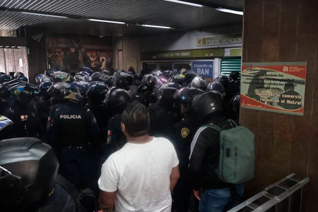 October 2, 2026, Mexico City, Cdmx, Mexico: Thousands of people carrying placards gathered at the Plaza de las Tres Culturas and the surrounding area to commemorate the 58th anniversary of the 1968 student massacre in Tlatelolco; they marched toward Mexico City s ZoÂ³calo to hold a rally in memory of those who died during the 1968 student movement. Prior to this, hundreds of students arrived at the meeting point near the Tlatelolco Metro station, where a heavy police deployment from the Secretariat of Citizen Security (SSCCDMX) was already waiting for them; these hooded officers on motorcycles boxed the students in, both inside and outside the metro facilities, to prevent their peaceful movement, sparking conflict through abuses of authori - ZUMAp204 20261002_zip_p204_028 Copyright: xJosuexPerezx