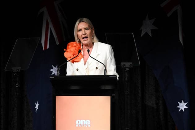 ONE NATION CAMPAIGN LAUNCH, One Nation candidate Colleen Harkin speaks during the launch of the One Nation 2026 Victorian State Campaign at in Melbourne, Saturday, October 3, 2026. ( NO ARCHIVING MELBOURNE VICTORIA Australia  Copyright: xJOELxCARRETTx 20261003182304536840