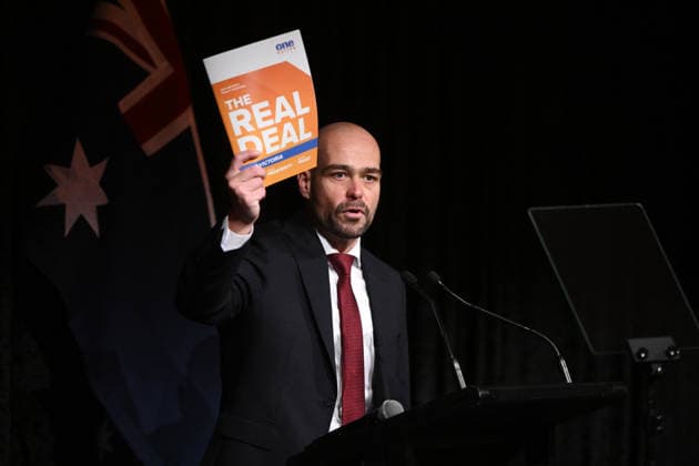 ONE NATION CAMPAIGN LAUNCH, One Nation leader Mark Nicholson speaks during the launch of the One Nation 2026 Victorian State Campaign at in Melbourne, Saturday, October 3, 2026. ( NO ARCHIVING MELBOURNE VICTORIA Australia  Copyright: xJOELxCARRETTx 20261003189567927854