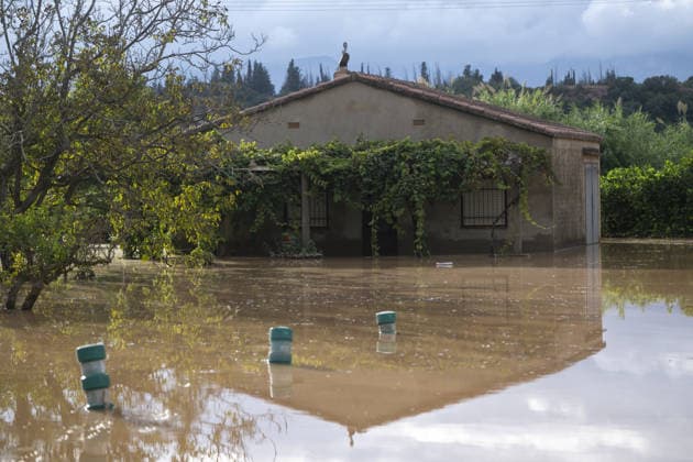 Heavy flooding disrupts towns in southern Catalonia TORTOSA, SPAIN - OCTOBER 02: Floodwaters submerge streets, low-lying residential properties, and road infrastructure following intense torrential rainfall in Tortosa, Tarragona province, Catalonia, Spain, on October 02, 2026. A powerful storm system battered the Baix Ebre and Montsia districts across southern Catalonia on Thursday and Friday, dropping over 200 millimeters of rain across several municipalities, with coastal areas recording totals exceeding 270 millimeters. Local ravines and streams overflowed near the Ebro River, causing severe localized flooding in Tortosa, Roquetes, Santa Bàrbara, and L Ametlla de Mar. Regional emergency personnel deployed specialized teams to assist stra Copyright: x2026xAnadoluxLorenaxSopenaxLopezx