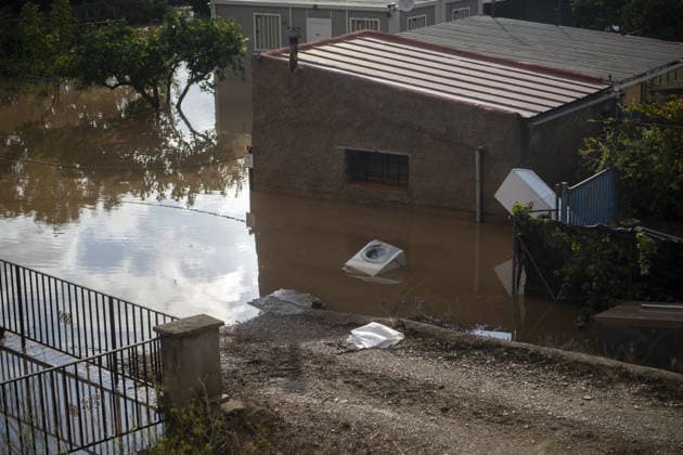 Heavy flooding disrupts towns in southern Catalonia TORTOSA, SPAIN - OCTOBER 02: Floodwaters submerge streets, low-lying residential properties, and road infrastructure following intense torrential rainfall in Tortosa, Tarragona province, Catalonia, Spain, on October 02, 2026. A powerful storm system battered the Baix Ebre and Montsia districts across southern Catalonia on Thursday and Friday, dropping over 200 millimeters of rain across several municipalities, with coastal areas recording totals exceeding 270 millimeters. Local ravines and streams overflowed near the Ebro River, causing severe localized flooding in Tortosa, Roquetes, Santa Bàrbara, and L Ametlla de Mar. Regional emergency personnel deployed specialized teams to assist stra Copyright: x2026xAnadoluxLorenaxSopenaxLopezx