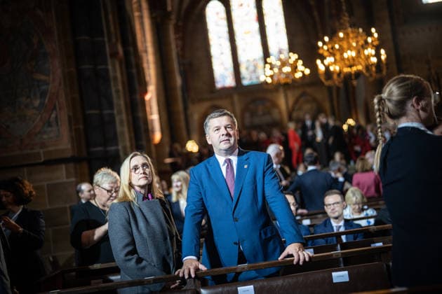 Ecumenical service at St. Petri Cathedral; Sven Schulze, acting Minister-President of Saxony-Anhalt, with his wife Kati; Official central celebrations for German Unity Day 2026 in Bremen, Bremen, Germany; downtown Bremen