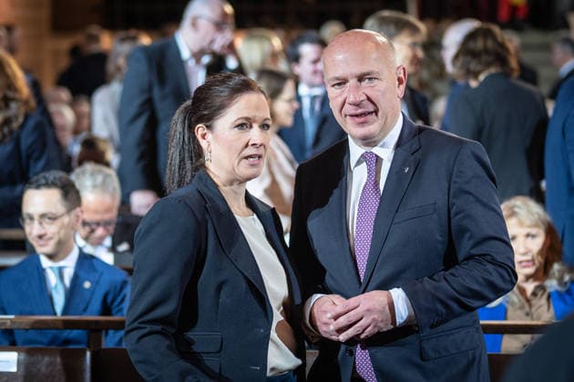 Ecumenical service at St. Petri Cathedral Kai Wegner, acting Governing Mayor of Berlin, with his partner Katharina Günther Wünsch, acting Senator for Education, Youth, and Family in Berlin Official central celebrations for German Unity Day 2026 in Bremen, Bremen, Germany; downtown