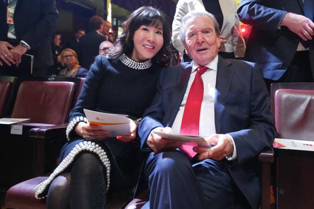German Unity Day Ceremony in Bremen: Former Chancellor Gerhard Schröder with his wife, So Yeon Schröder Kim, at the German Unity Day ceremony at the Glocke, Bremen, October 3, 2026, Bremen, Germany