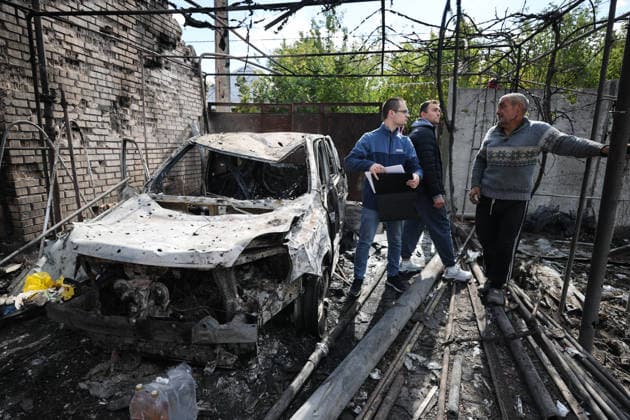 RUSSIA, DONETSK - OCTOBER 3, 2026: A house suffers damage from a drone strike on Donetsk s Kiyevsky District. Dmitry Yagodkin TASS  98712018