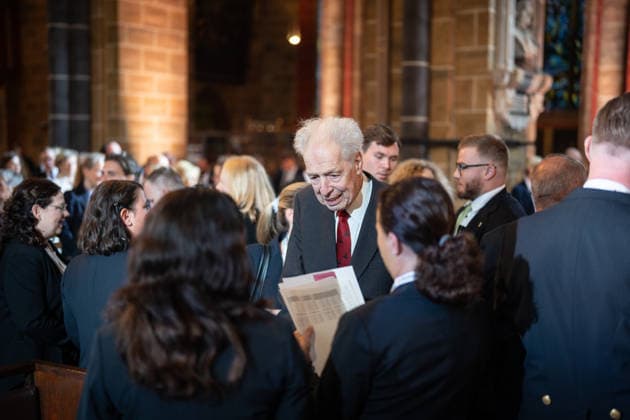 Ecumenical service at St. Petri Cathedral; Henning Scherf, former senator and mayor of Bremen; Official central celebrations for German Unity Day 2026 in Bremen, Bremen, Germany; downtown