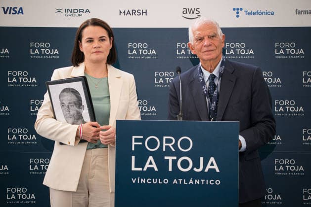 Day Three of the La Toja Vínculo Atlántico Forum I D The leader of the democratic opposition in Belarus, Svetlana Tikhanovskaya, and the former High Representative of the European Union for Foreign Affairs and Security Policy, Josep Borrell, during the La Toja Atlantic Link Forum on October 3, 2026, in O Grove, Pontevedra, Galicia, Spain. The La Toja Vínculo Atlántico Forum is a renowned annual forum for debate and reflection focused on the defense of liberal democracy, the Atlantic partnership, and international cooperation. Founded in 2019 on the initiative of Josep Piqué, Amancio López Seijas, and the Hotusa Group, it brings together prominent political and business leaders, academics, and representatives of civil society on the island Copyright: xElenaxFernandezx 7817524