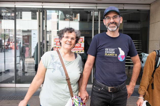 October 3, 2026 Press Event: Es brennt Initiative Human Chain in Dortmund, Hansaplatz; Ines Fattroth from Holzwickede and Dr. Thomas Mitra, Spokesperson for the Green Party (GRÜNE) in the Brakel District Council; Dortmund, Hansaplatz and Westenhellweg, North Rhine-Westphalia, Germany