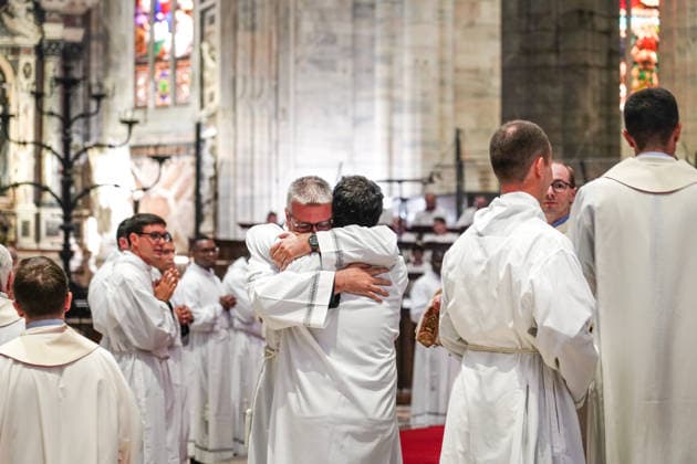 IPA89253366 - MILAN, October 3, 2026 - Ordination ceremony for temporary deacons held in Milan Cathedral by Archbishop Mario Delpini.  Copyright: xEmanuelexRobertoxDexCarlix xx IPA89253366