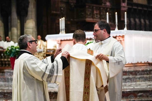 IPA89253374 - MILAN, October 3, 2026 - Ordination ceremony for temporary deacons held in Milan Cathedral by Archbishop Mario Delpini.  Copyright: xEmanuelexRobertoxDexCarlix xx IPA89253374