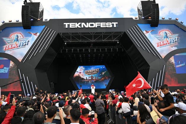 Turkish President Recep Tayyip Erdogan in TEKNOFEST Southeast Sanliurfa SANLIURFA, TURKIYE - OCTOBER 03 : Turkish President Recep Tayyip Erdogan delivers a speech during his visit to the Aviation, Space and Technology Festival (TEKNOFEST) Southeast at Sanliurfa GAP Airport in Sanliurfa, Turkiye on October 03, 2026. Harun Ozalp Anadolu Sanliurfa Turkey. Editorial use only. Please get in touch for any other usage.  Copyright: x2026xAnadoluxHarunxOzalpx