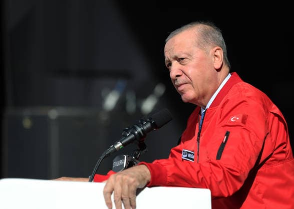 Turkish President Erdogan visits the TEKNOFEST Southeast in Sanliurfa SANLIURFA, TURKIYE - OCTOBER 03: (----EDITORIAL USE ONLY - MANDATORY CREDIT - TURKISH PRESIDENCY MUSTAFA KAMACI HANDOUT - NO MARKETING NO ADVERTISING CAMPAIGNS - DISTRIBUTED AS A SERVICE TO CLIENTS----) Turkish President Recep Tayyip Erdogan delivers a speech during his visit to the Aerospace, Space and Technology Festival (TEKNOFEST) Southeast at Sanliurfa GAP Airport in Sanliurfa, Turkiye on October 3, 2026. Turkish Presidency Mustafa Kamaci Handout Anadolu Sanliurfa Turkey. Editorial use only. Please get in touch for any other usage.  Copyright: x2026xAnadoluxTurkishxPresidencyx xMustafaxKamacix xHandoutx
