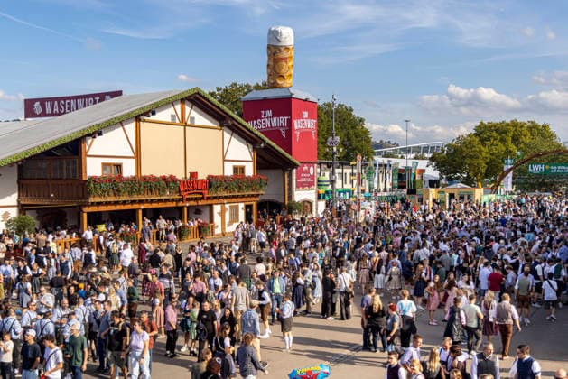 Busy Times at the Cannstatter Wasen According to the organizers, the Cannstatter Volksfest is one of the most beautiful and largest folk festivals in the world. On the holiday, the festival grounds were very well attended. A total of about three million guests are expected. October 3, 2026, Stuttgart, Baden-Württemberg, Germany