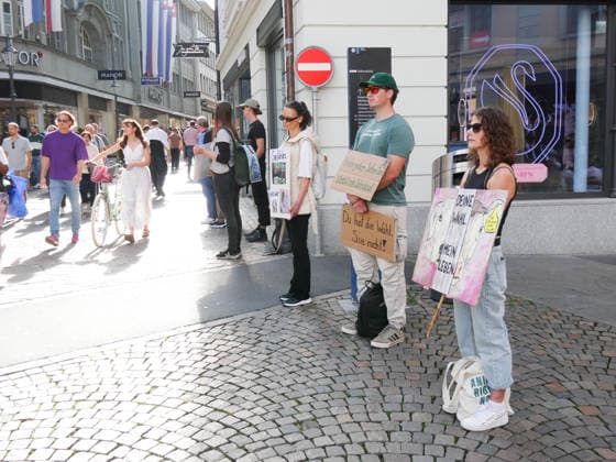 October 3, 2026, Lucerne, Switzerland: Protesters, animals, animal testing; photo: Demonstration and actions against animal testing and for animal welfare