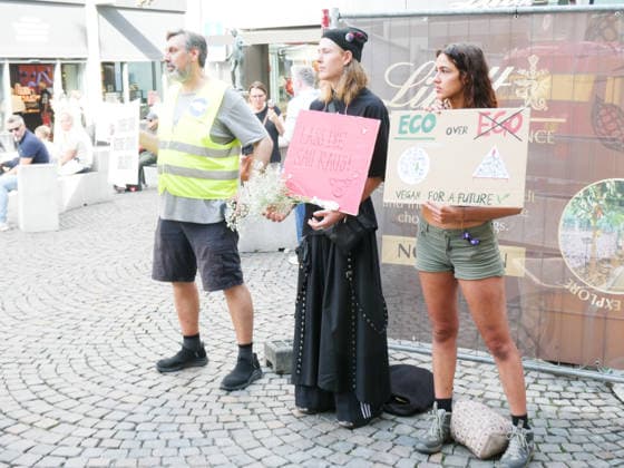 October 3, 2026, Lucerne, Switzerland: Protesters, animals, animal testing; photo: Demonstration and actions against animal testing and for animal welfare