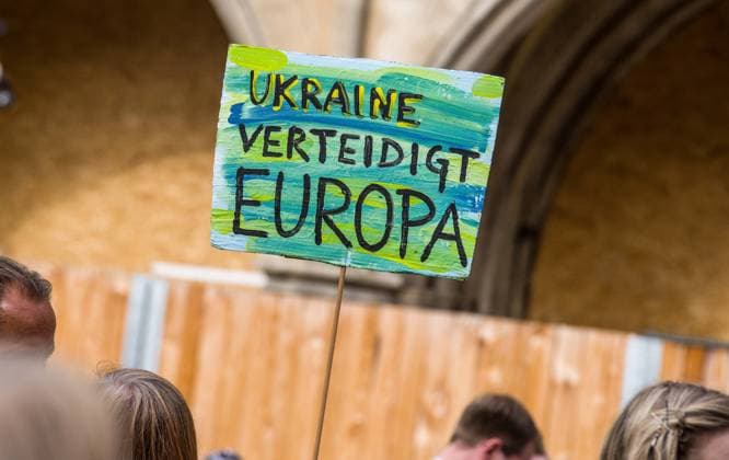 October 3, 2026, Munich, Bavaria, Germany: Coinciding with the Tag der Deutschen Einheit (Day of German Unity), Ukrainians in Munich, Germany not only celebrated the reunification of East and West Germany, they celebrated Ukrainian unity and made pleas to the world to avoid a humanitarian catastrophe and famine in Oleshky, a city in UkraineÃ¢â‚¬â ¢s Kherson region where some 6,000 civilians (with 200 children) are currently under complete isolation via a Russian blockade. Munich Germany  - ZUMAb160 20261003_abp_b160_013 Copyright: xSachellexBabbarx