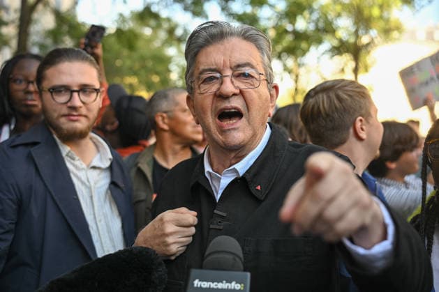 Jean-Luc MÃ lenchon, the LFI candidate in the 2027 presidential election, addresses the crowd on the sidelines of the 2026 Pride March in Paris on 3 October 2026 - 03 10 2026 - France Ile-de-France (region) Paris -  JulienxMattiax xLexPictorium LePictorium_0341765