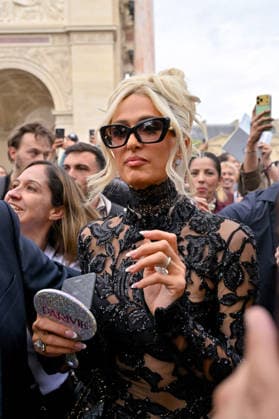 PFW Elie Saab Outside Arrivals Paris Hilton arriving at the Elie Saab show during Paris Fashion Week, in Paris, France on 3 October 2026. Photo by Julien Reynaud APS-Medias ABACAPRESS.COM Paris France  Copyright: xReynaudxJulien APS-Medias ABACAx